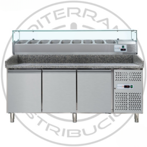 MESA PIZZERA 2000 + VITRINA INGREDIENTES
